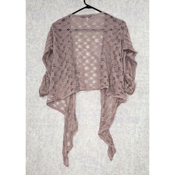 French Laundry Knit Tie Front Cardigan Dusty Mauve 3/4 Sleeve Lightweight L - Picture 3 of 8